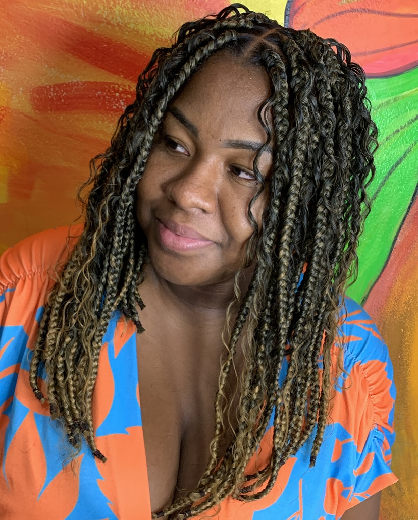 Textured Long Box Braids with Subtle Highlights