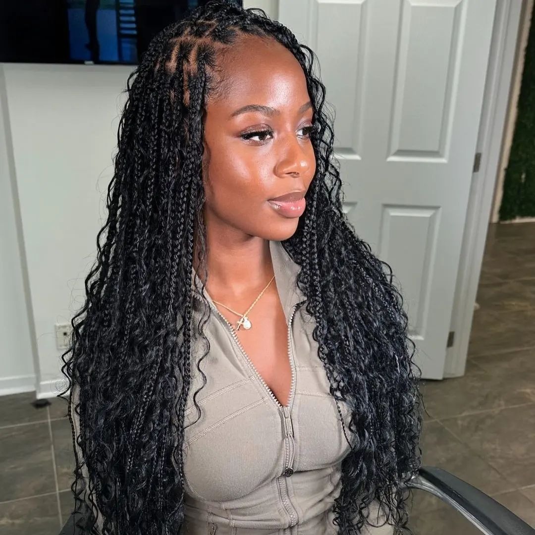 Textured Long Crochet Braids with Soft Curled Ends