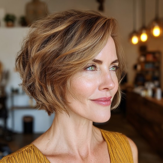 Textured Modern Bob with Subtle Highlights