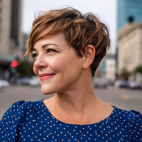 Textured Pixie Cut with Side Volume