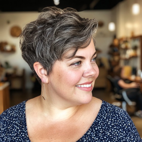 Textured Pixie Cut with Soft Waves for Fuller Faces