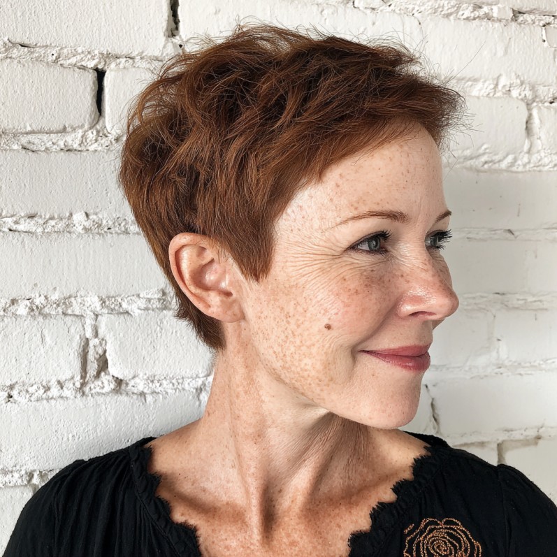 Textured Rusty Pixie Cut with Soft Layers