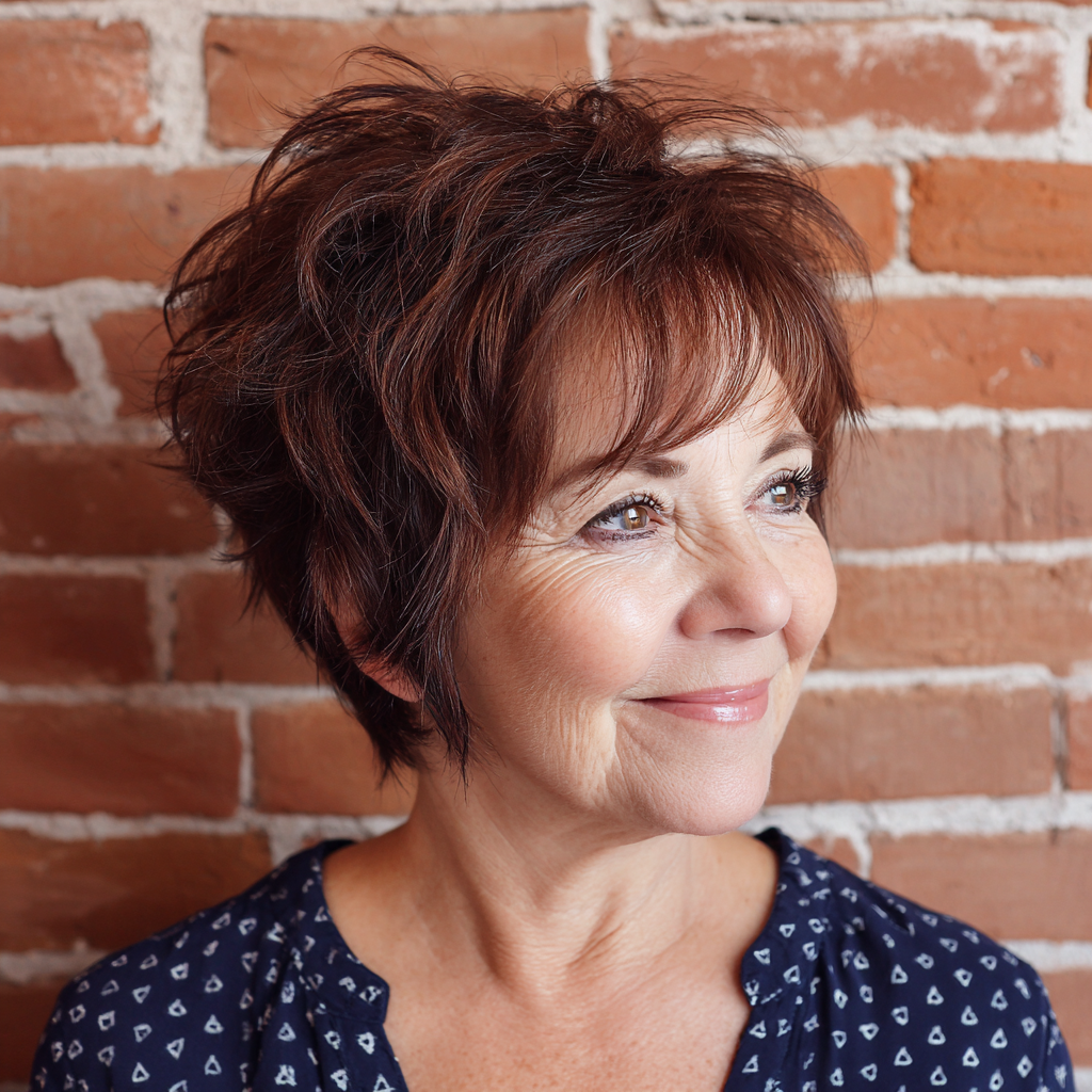Textured Short Brown Pixie with Soft Layers