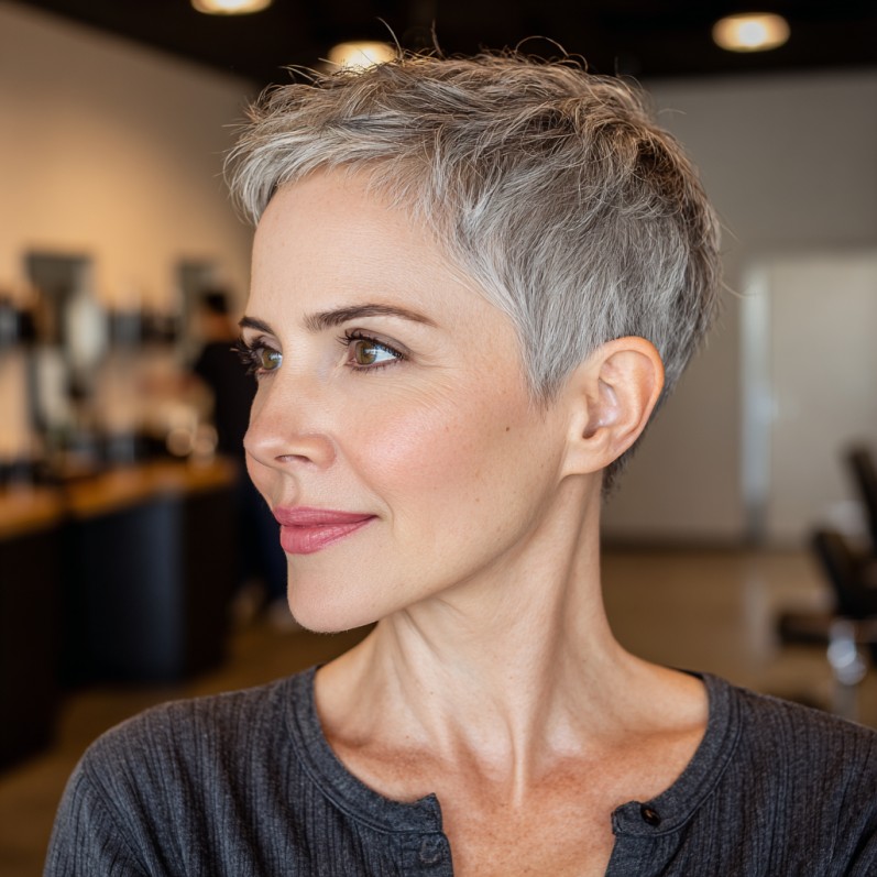 Textured Short Pixie Cut with Feathered Edges