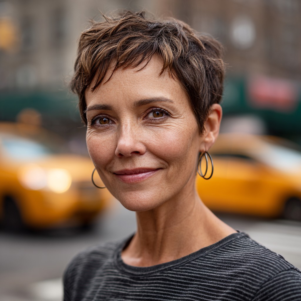 Textured Short Pixie Cut with Soft Highlights
