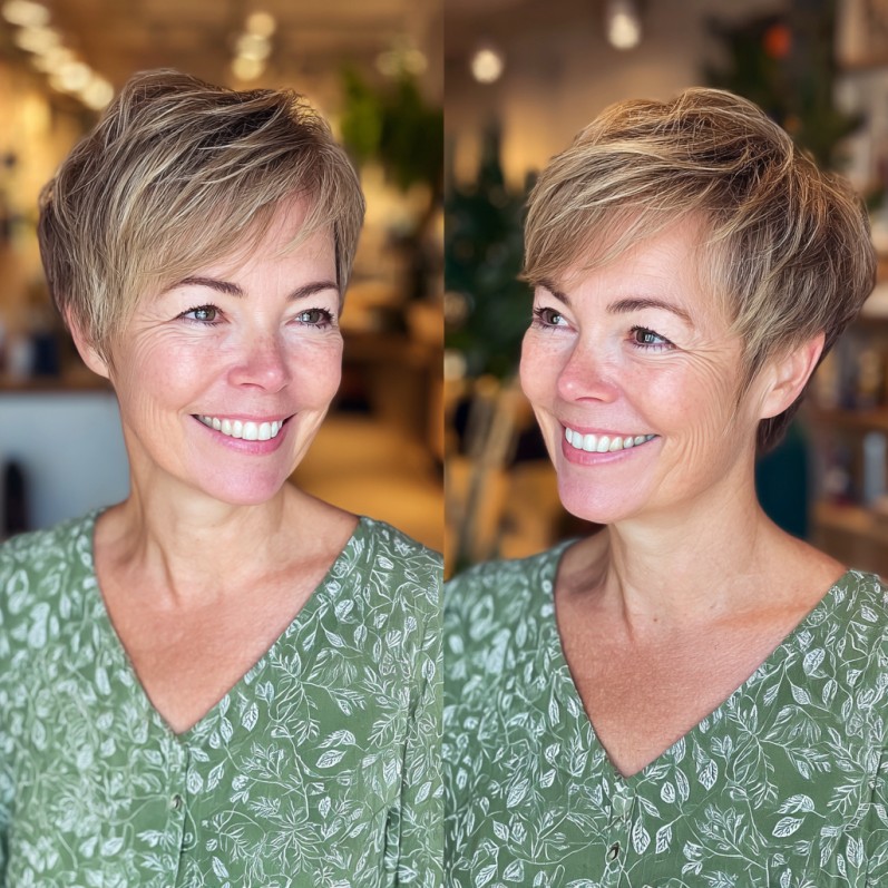 Textured Short Pixie with Feathered Crown