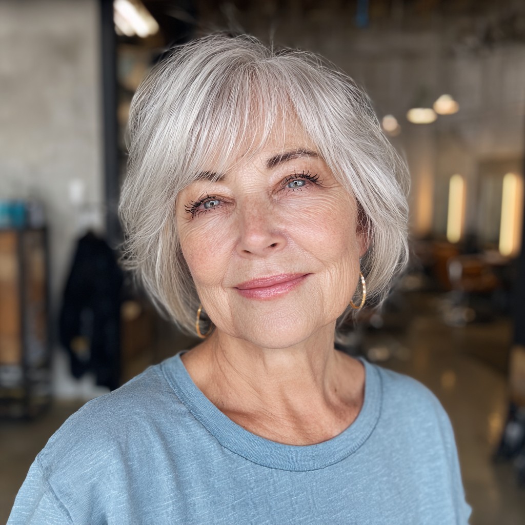 Textured Silver Pixie with Soft Bangs
