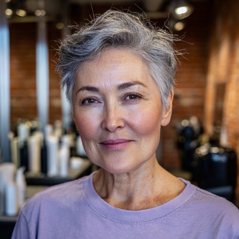 Textured Silver Pixie with Soft Edges