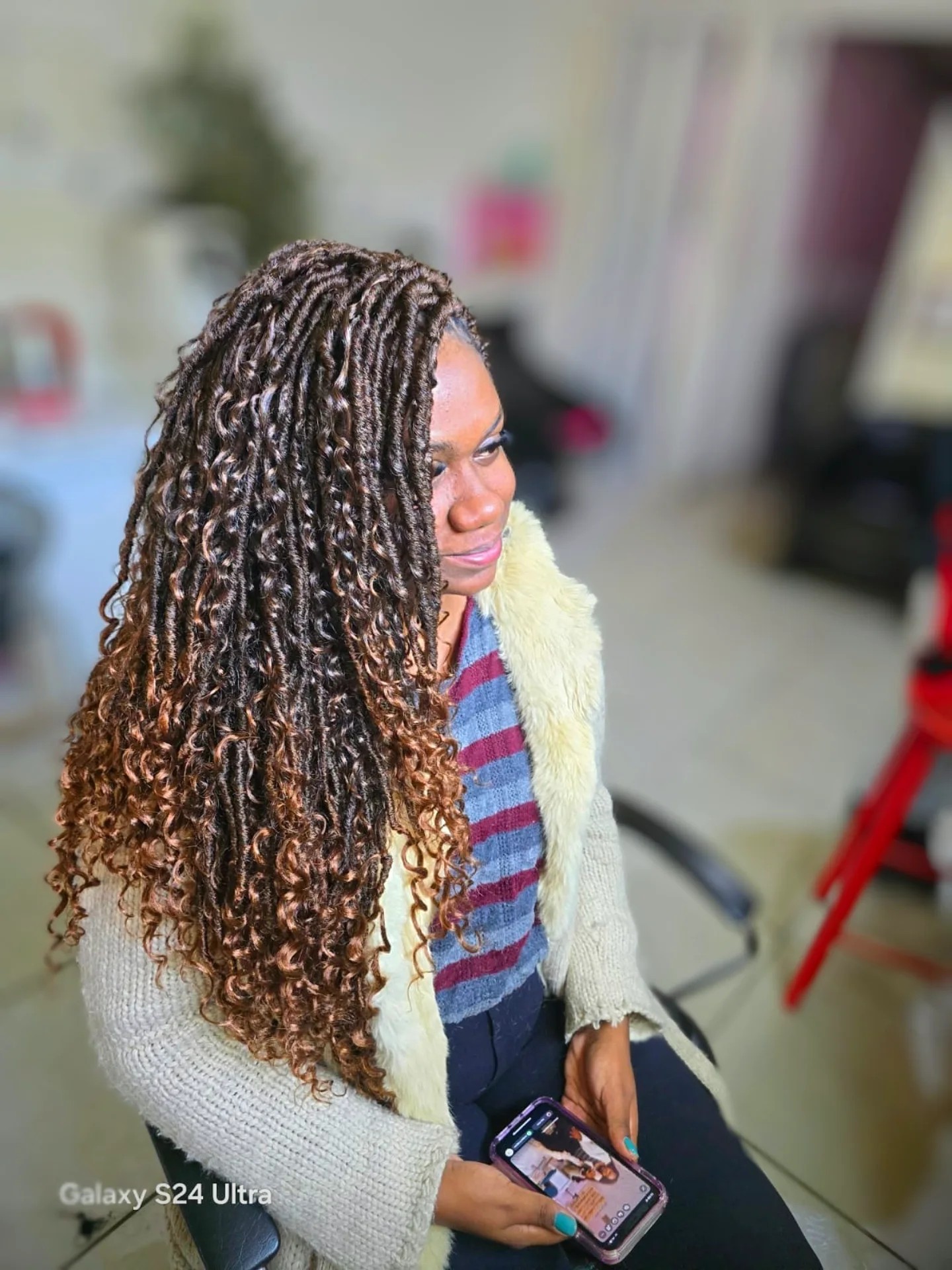 Trendy Long Crochet Braids with Curled Ends