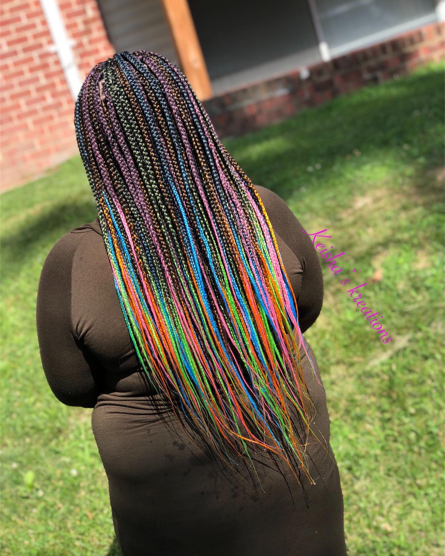 Vibrant Multi-Colored Box Braids with Long Length