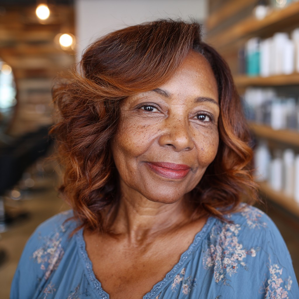 Warm Auburn Curls with Subtle Highlights