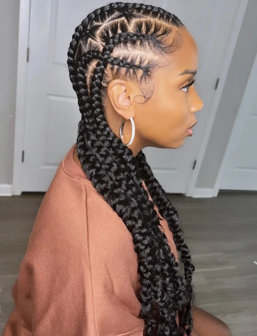 Stylish Feed-in Braids with Defined Parting