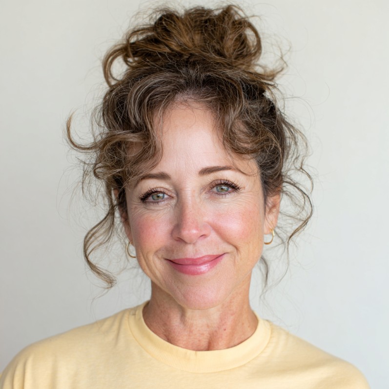 Casual Textured High Bun with Soft Waves
