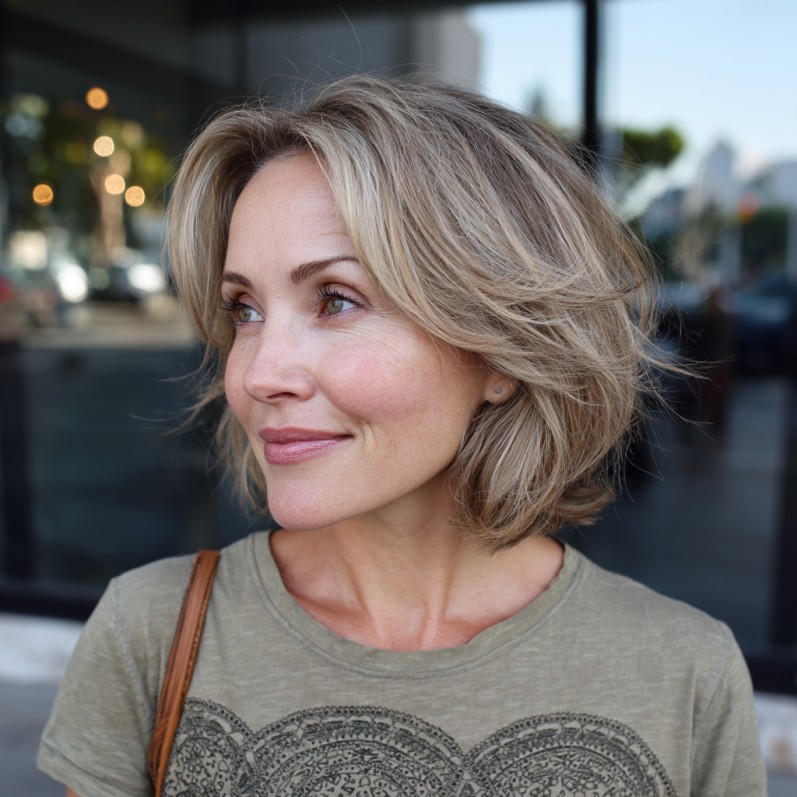 Charming Dark Blonde Textured Lob with Soft Waves