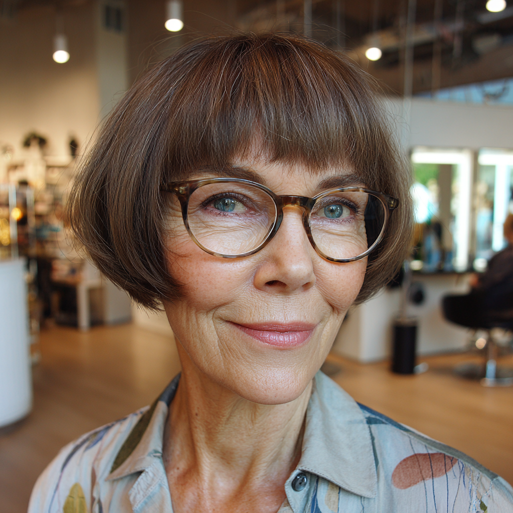 Chic Brown Bob with Soft Bangs