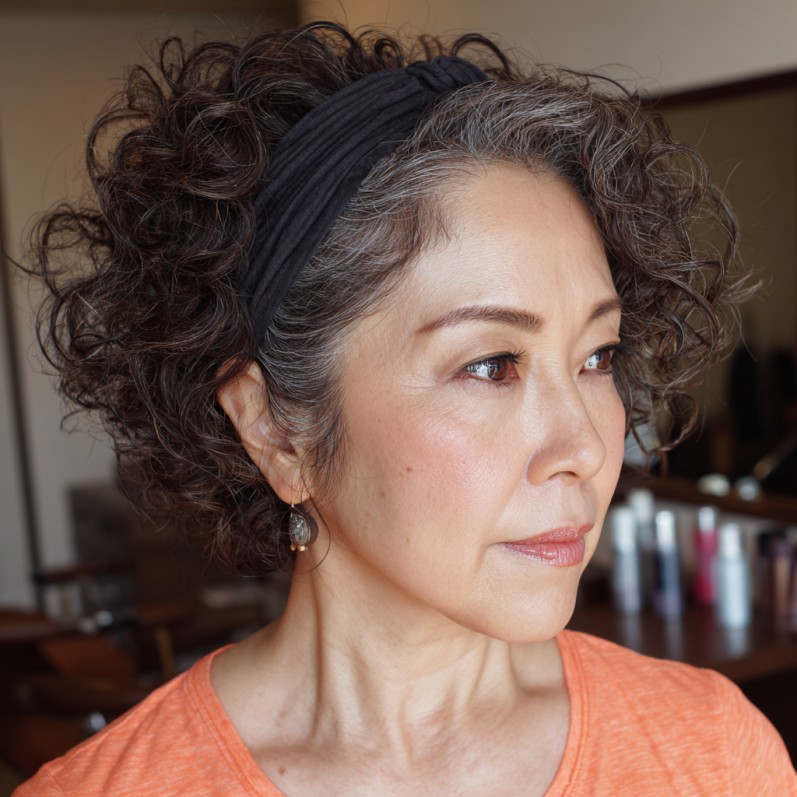 Chic Curly Bob with Stylish Headband