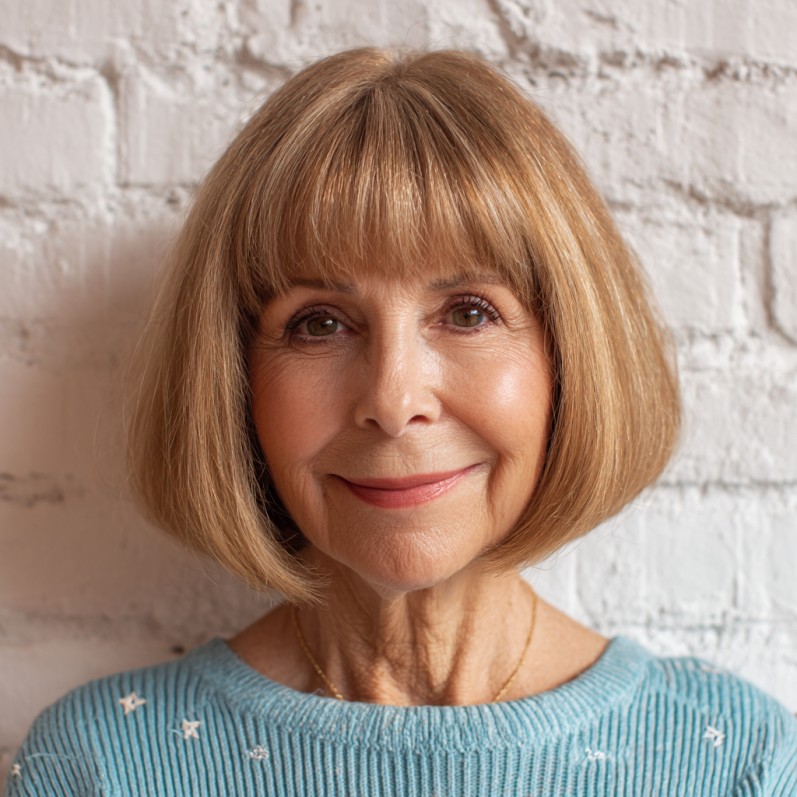 Chic Dark Blonde Blunt Bob with Soft Bangs