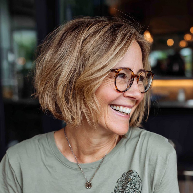 Chic Dark Blonde Textured Lob with Soft Movement