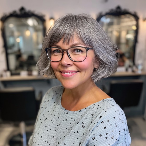 Chic Layered Bottleneck Bangs with Textured Volume
