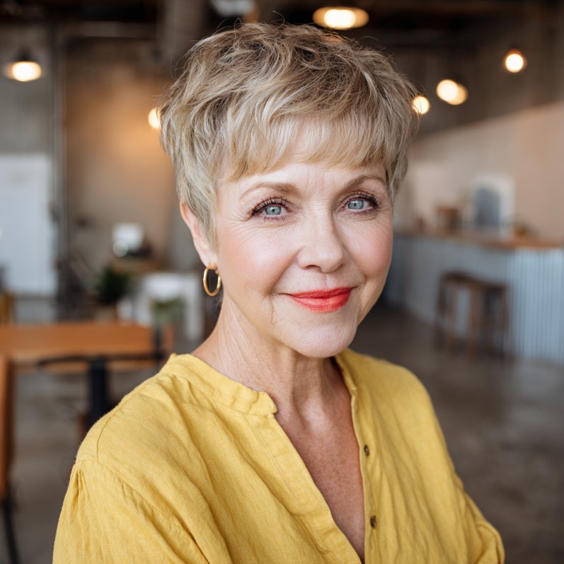 Chic Short Dark Blonde Textured Cut with Soft Layers