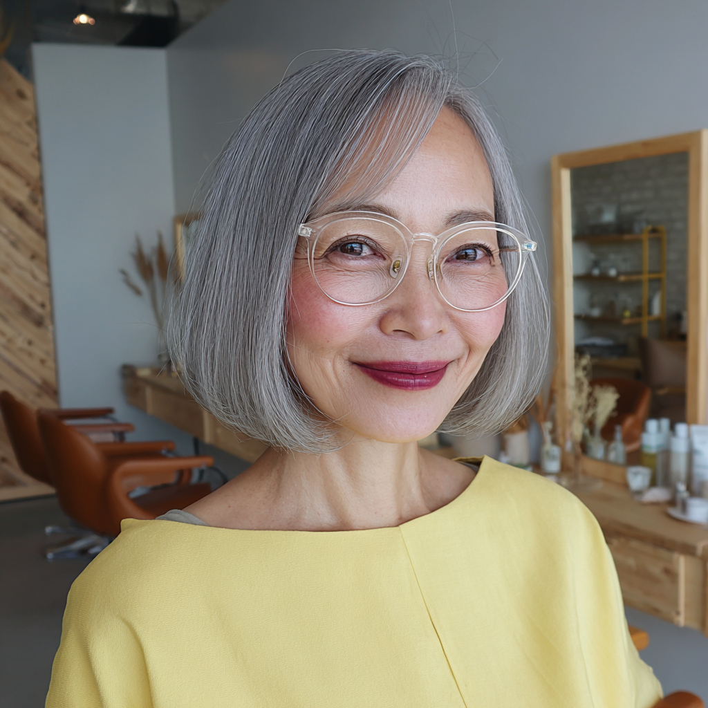 Chic Soft Gray Blunt Bob with Subtle Layers