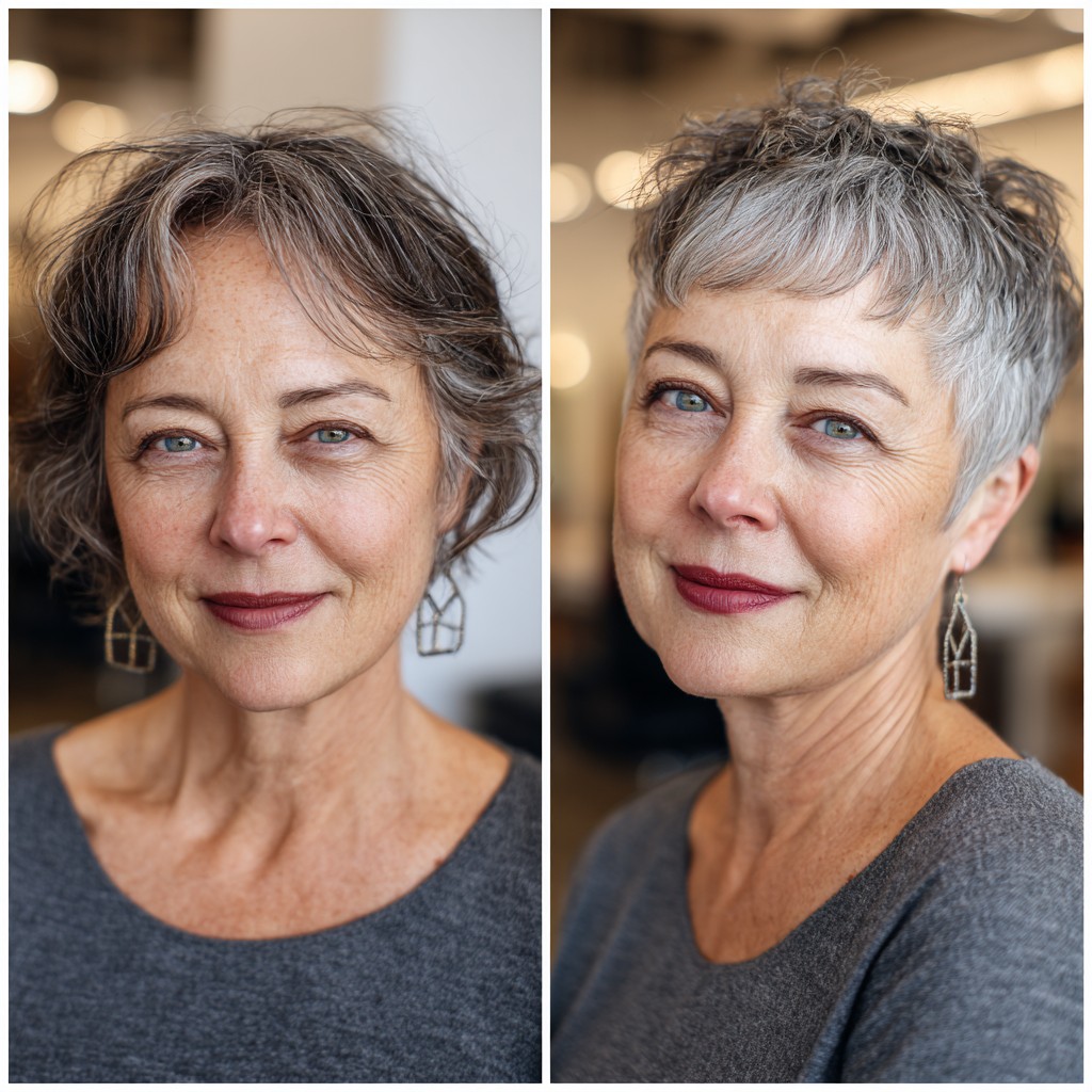 Chic Textured Grey Pixie with Subtle Layers