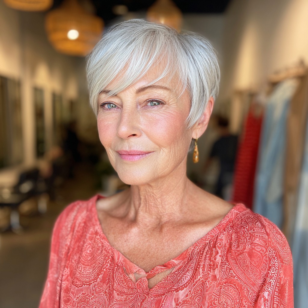 Chic Textured Pixie Cut with Long Bangs