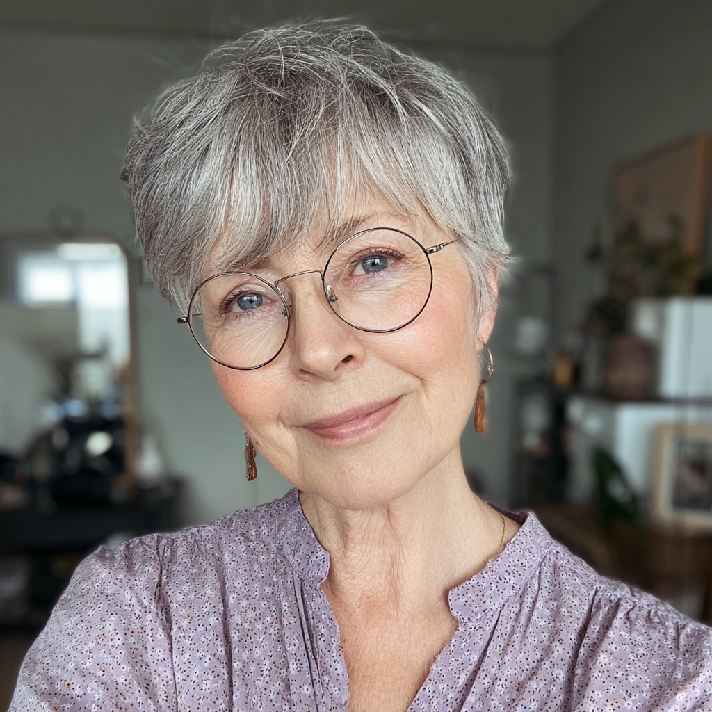 Chic Textured Pixie Cut with Soft Long Bangs