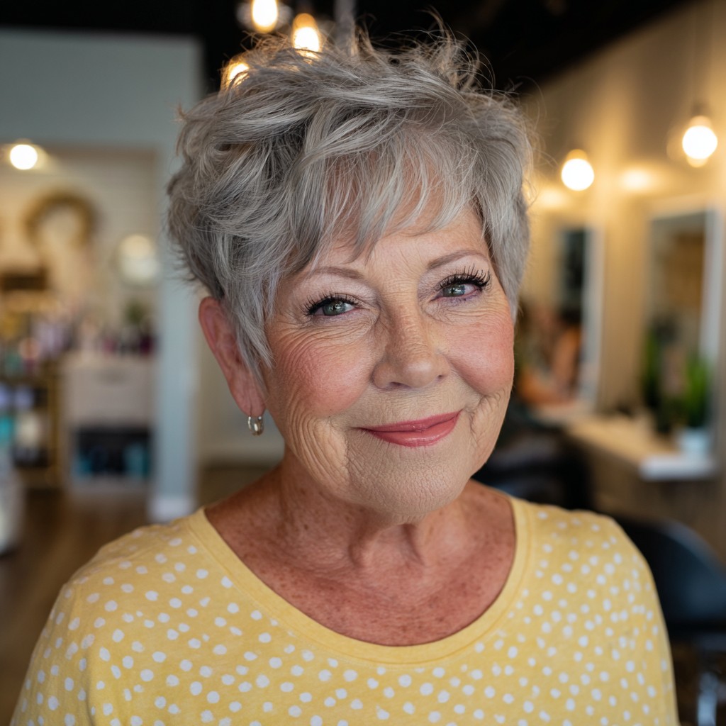 Chic Textured Pixie with Soft Long Bangs
