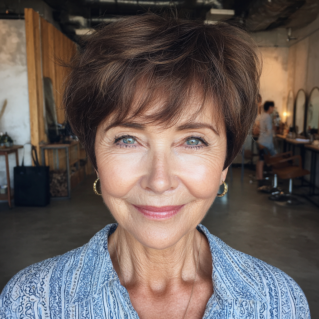 Chic Textured Short Brown Cut with Soft Volume
