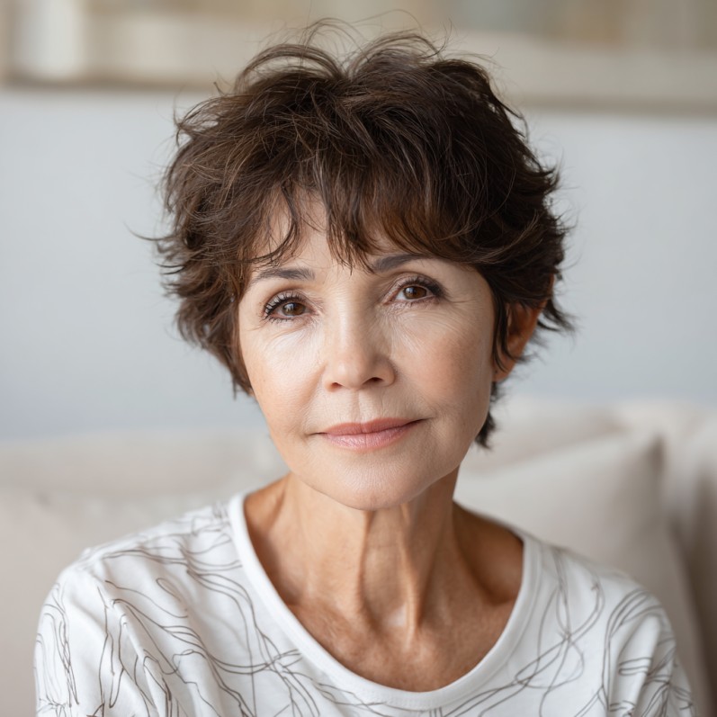 Chic Textured Wavy Pixie with Soft Layers