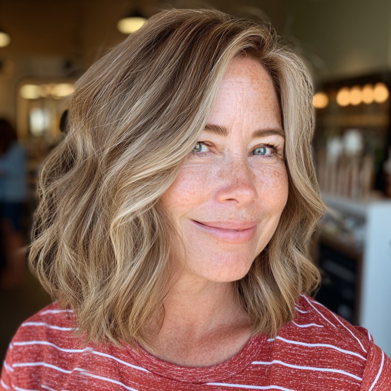 Effortless Dark Blonde Beach Waves with Textured Layers
