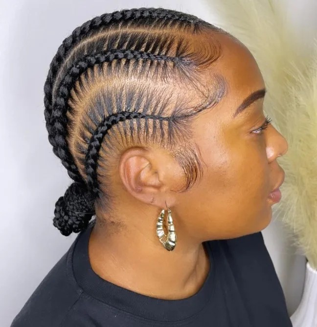 Elegant Feed-in Braids with Intricate Detailing