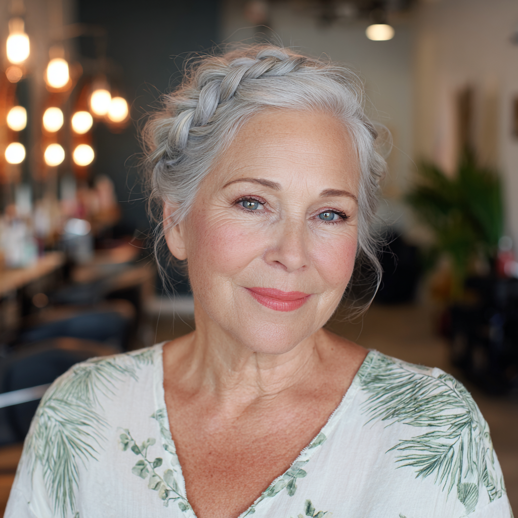 Elegant Silver Braid with Soft Waves