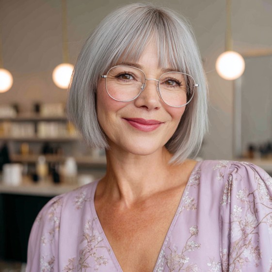Modern Bottleneck Bangs with Soft Rounded Bob