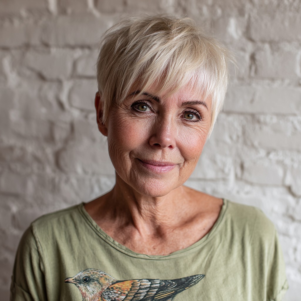 Playful Textured Pixie Cut with Effortless Long Bangs