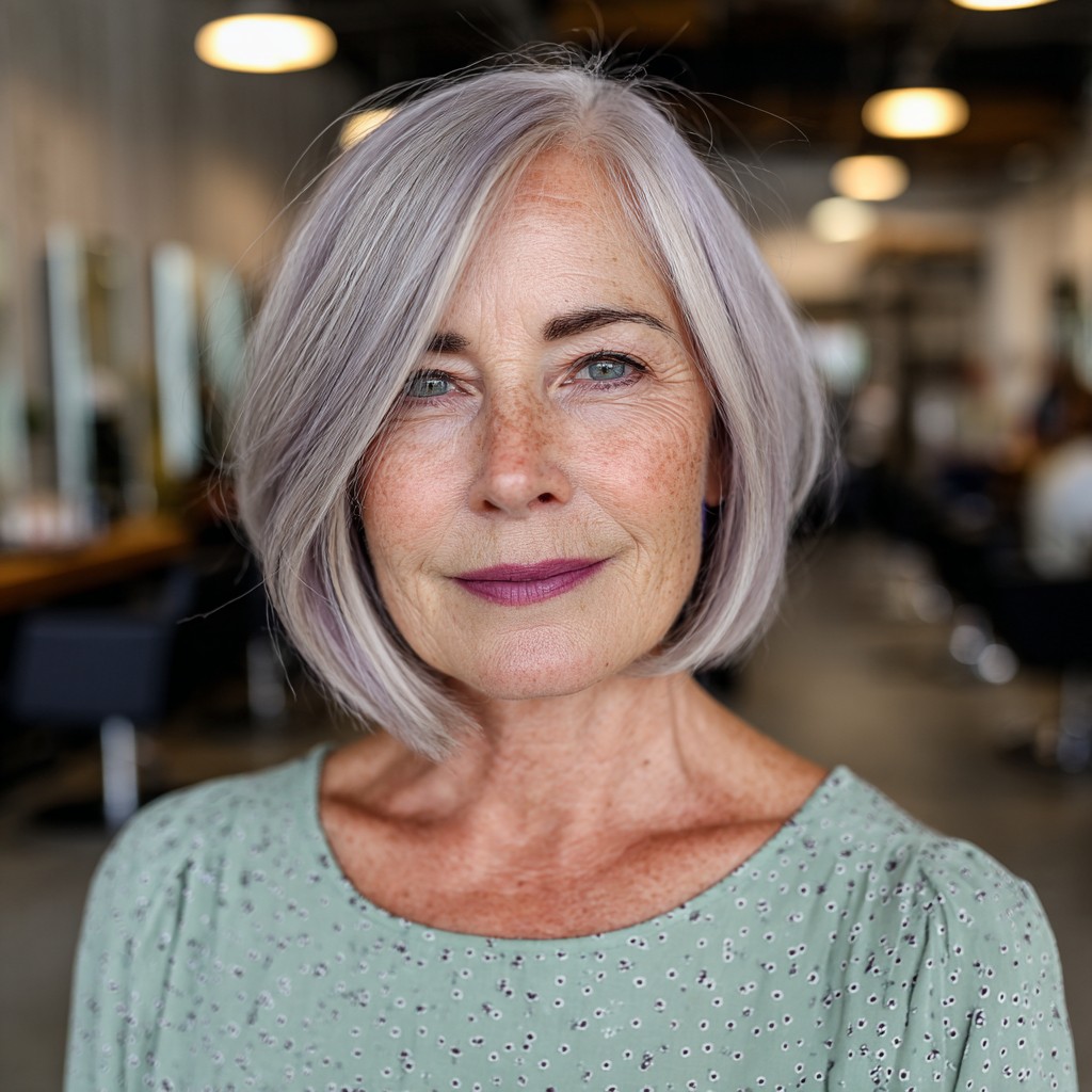Softly Blended Lavender Bob with Subtle Layers
