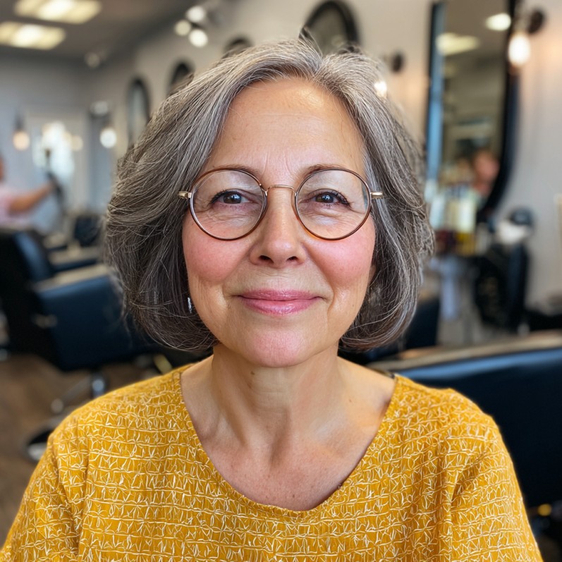 Softly Curled Shoulder-Length Hair with Face-Frame Layers