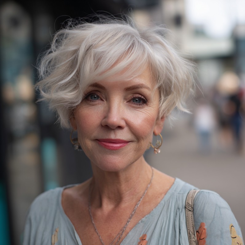 Softly Layered Wavy Pixie with Gentle Movement