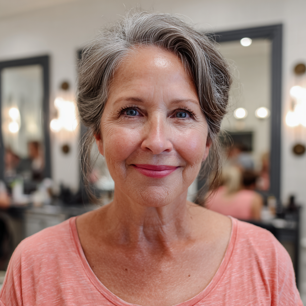 Softly Styled Gray Face-Framing Layers