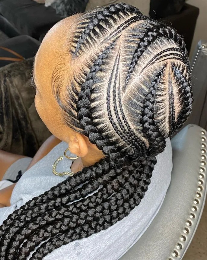 Stylish Feed-in Braids with Intricate Parting