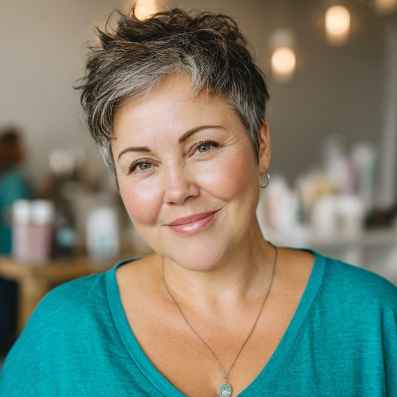 Stylish Short Textured Pixie Cut with Subtle Highlights