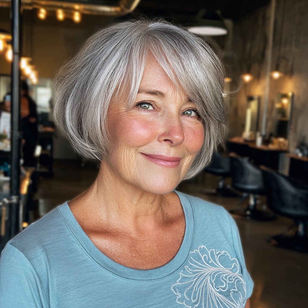 Stylish Softly Rounded Silver Bob