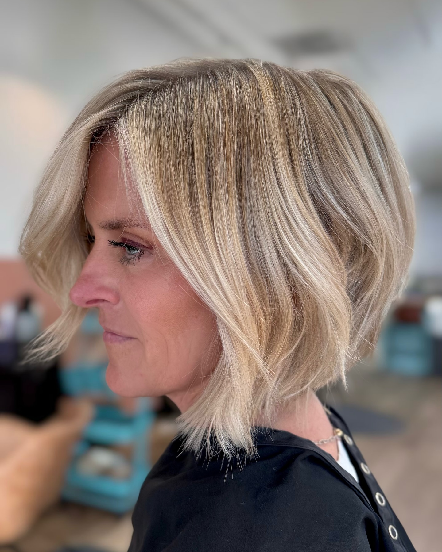 Stylish Textured Bob with Subtle Highlights