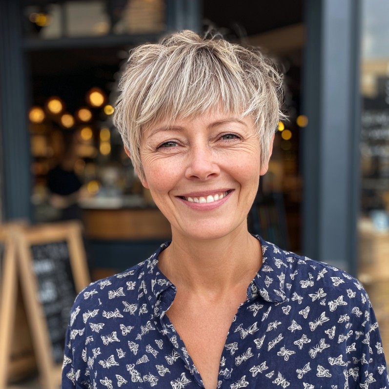 Textured Ash Blonde Pixie Cut with Soft Layers