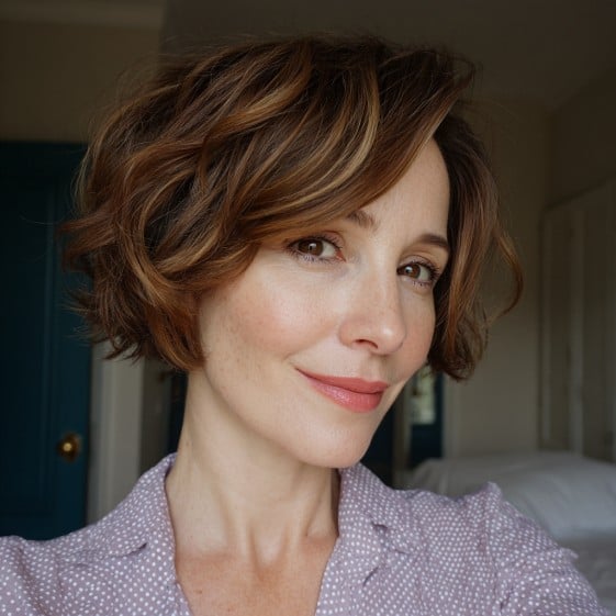 Textured Curly Lob with Soft Face-Framing Layers