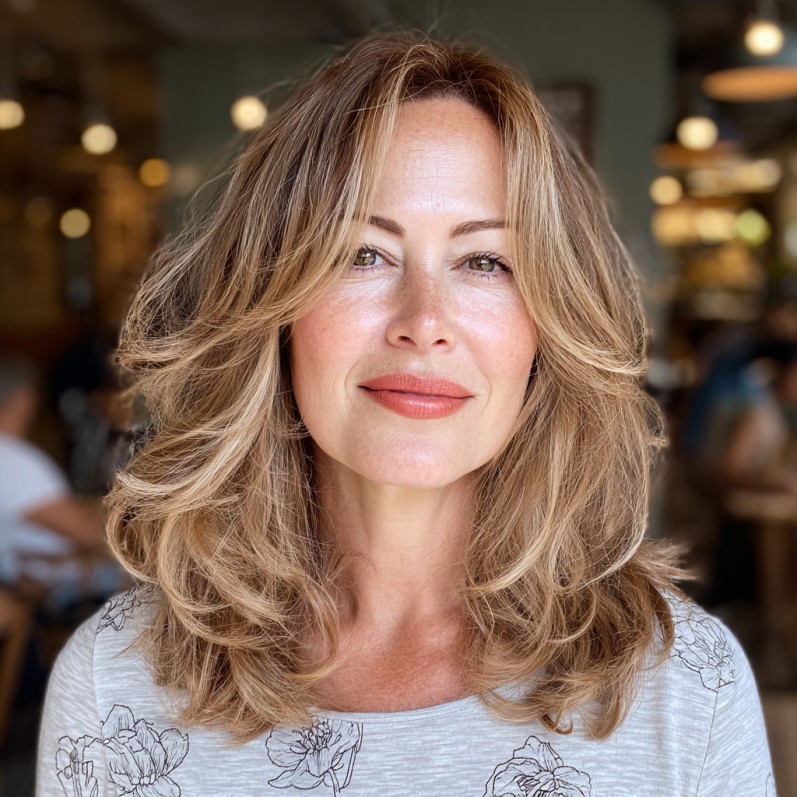 Textured Dark Blonde Layers with Subtle Lightness