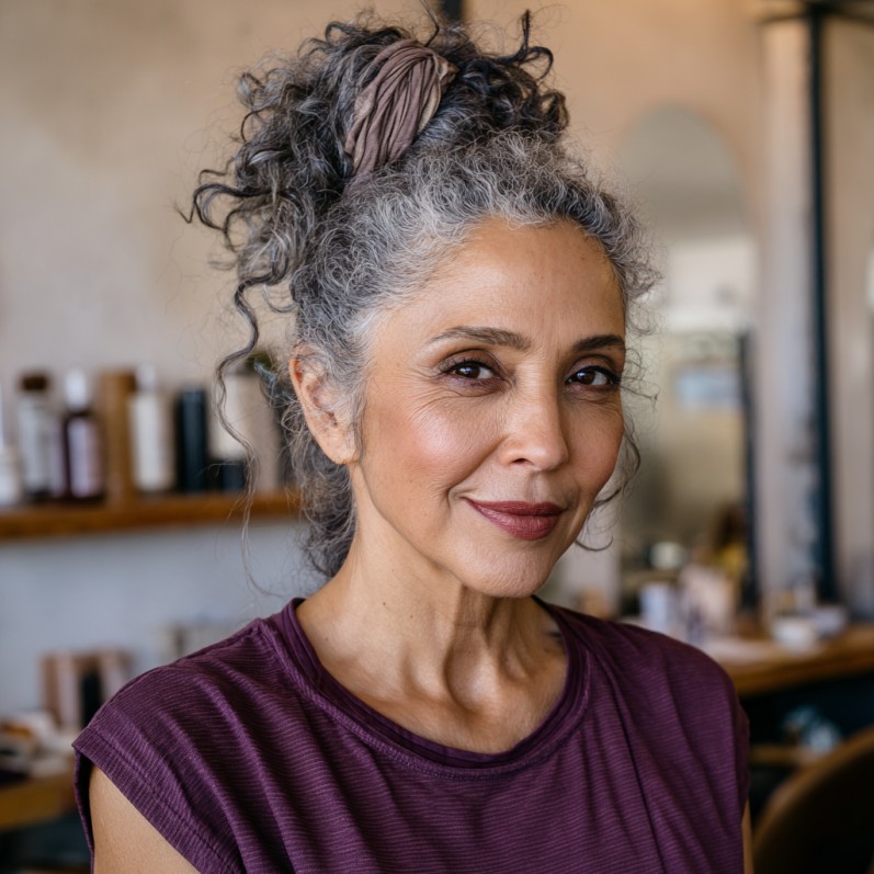 Textured High Ponytail with Soft Curls