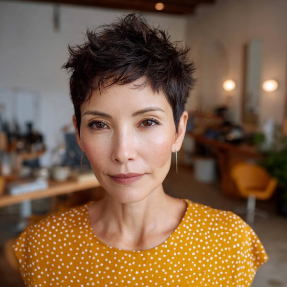 Textured Short Pixie with Playful Volume