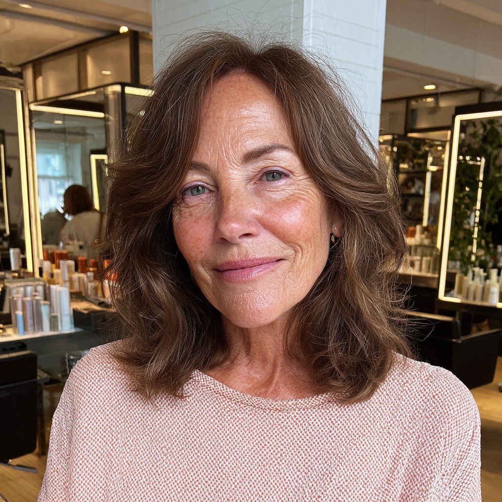 Textured Shoulder-Length Cut with Natural Waves